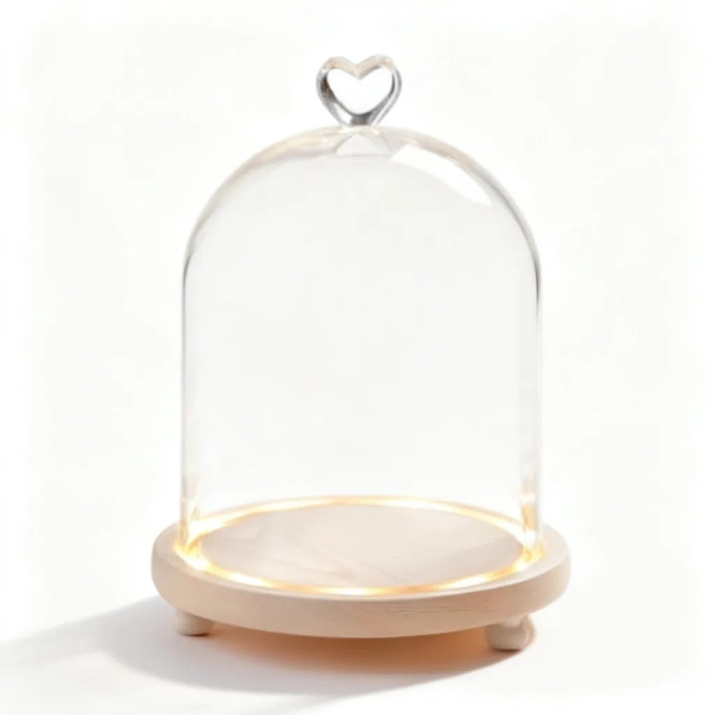 Warm LED Wooden Heart Dome Light for Figures